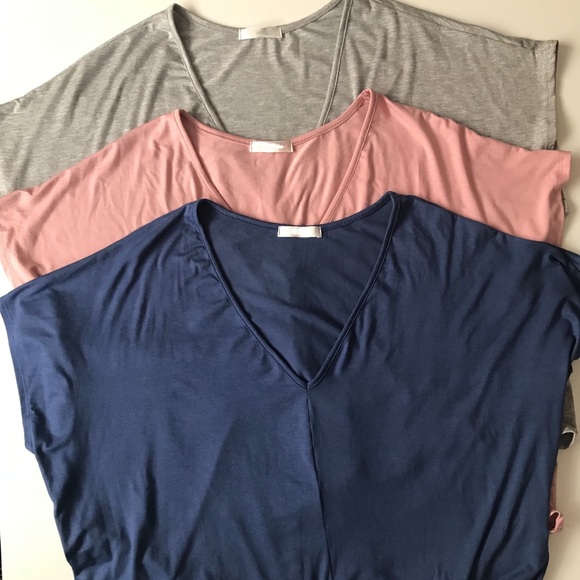 LAST 2✨Dusty Pink Solid Loose Fit Front Tie Top - Picture 6 of 8